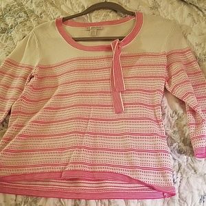 Pink and White Sweater 3/4 Sleeve